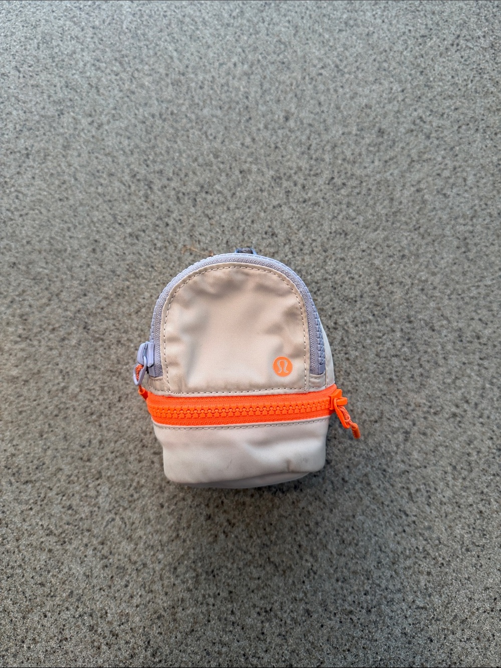 lululemon athletica Kids Beige Mini Backpack Coin Pouch with Orange Zipper